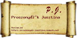 Proszonyák Jusztina névjegykártya